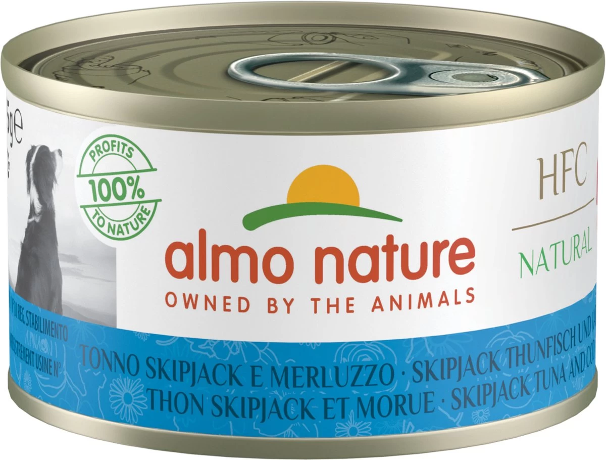 Almo Nature HFC Natural Natvoer Voor Honden – 24 X 95 Gram – Skipjack Tonijn & Kabeljauw – 24 X 95 Gram 1 Almo Nature HFC Natural Natvoer Voor Honden – 24 X 95 Gram – Skipjack Tonijn & Kabeljauw – 24 X 95 Gram