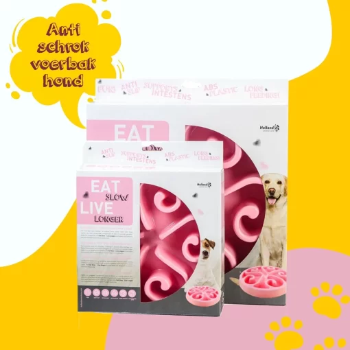 Eat Slow Live Longer Original Voerbak – Anti-schrok Voerbak – Slow Feeder Voor Honden – Anti-slip – Roze – Ø20,5 Cm – Small/Medium – Geschikt Voor De Kleine En Middelgrote Hond -Voel het - Hondenwinkel! Eat Slow Live Longer Original Voerbak anti schrok voerbak Slow feeder voor honden Anti slip Roze O205 cm SmallMedium Geschikt voor de