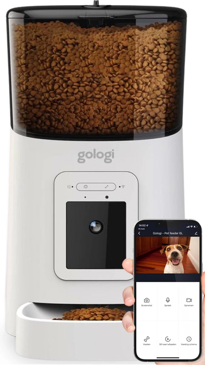 Gologi Automatische Voerbak Kat – Voerbak – Voerautomaat Voor Honden & Katten – Voerdispenser – Met Full HD Camera – Met App – Wit 1 Gologi Automatische Voerbak Kat – Voerbak – Voerautomaat Voor Honden & Katten – Voerdispenser – Met Full HD Camera – Met App – Wit