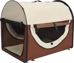 Honden Draagtas – Reisbench – Reismand Hond – Dieren Transport Box – Opvouwbaar – Maat S – 46x34x41 Cm – Koffie Creme
