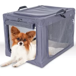 Hondenbench Opvouwbaar – Autobench Hond – Reisbench – Transportbox – Max Gewicht Hond 12 Kg – Grijs – 61x46x43 Cm