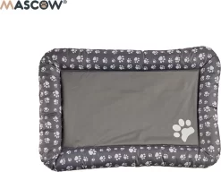 Hondenkussen – Met Pootjes Afdruk – Hondenmand – Honden Ligbed – Hondenbed – Slaapkussen – Hondenslaapkussen – Grijs Slaapkussen Hond – Afneembaar – 84 X 54 X 7 Cm