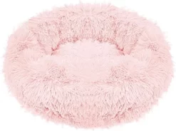 Hondenmand Donut – Hondenkussen – Poezenmand Fluffy – 60cm – Roze – Wasmachine Bestendig