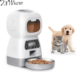 Kiwarm Automatische Voerbak Kat Of Hond – Voerautomaat Kat Of Hond – Voerbak Kat Of Hond – Voerdispenser – Ingebouwde Microfoon – 3,5L – Wit