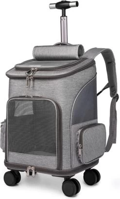 N/A Luxe Hondentrolley – Grijs – Hondenrugzak – Hondenbuggy – Hondentas – Rugzak Voor Honden – Honden Reismand -Kattentrolley – Huisdierentrolley