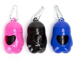 Nobleza 48JMZ – 3 Stuks – Hondenpoepzakjes Dispenser + 3 Rollen Poepzakjes – Riemaccessoires – Poepzakhouder – Diverse Kleuren