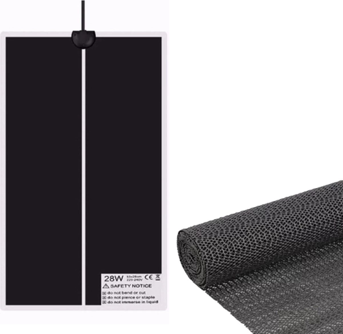 Professionele Warmtemat Voor Huisdieren Met Anti-slip Matje – 28 X 53 Cm – 28 Watt – | Terraria Verwarming | Hondenmand Verwarming | Kippenhok Verwarming | 28x53cm | Mét Thermostaat!