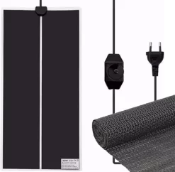 Professionele Warmtemat Voor Huisdieren Met Anti-slip Matje – 28 X 65 Cm – 35 Watt – | Terraria Verwarming | Hondenmand Verwarming | Kippenhok Verwarming | 28x65cm | Mét Thermostaat!