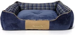 Scruffs Highland Box Bed – Stevige Hondenmand Van Hoogwaardige Chenille Stof Met Anti-slip Onderzijde – Kleur: Blauw, Maat: Large