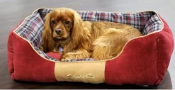 Scruffs Highland Box Bed – Stevige Hondenmand Van Hoogwaardige Chenille Stof Met Anti-slip Onderzijde – Kleur: Rood, Maat: Small