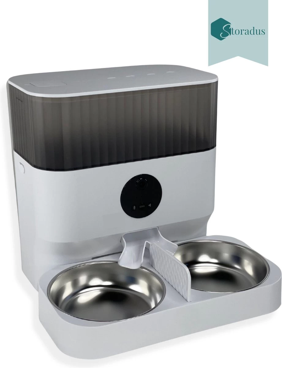 Storadus Automatische Dubbele Voerbak – Kat En Hond – Voerautomaat – App & Wifi – Stemopname – Smartphone Bediening 1 Storadus Automatische Dubbele Voerbak – Kat En Hond – Voerautomaat – App & Wifi – Stemopname – Smartphone Bediening