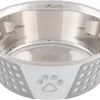 TRIXIE VOERBAK RVS / SILICONE WIT / GRIJS