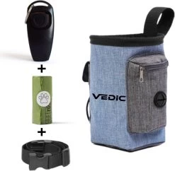 VEDIC® – Hondentraining Starterspakket – Beloningszakjes – Beloningstasje Blauw – Composteerbare Poepzakjes – Honden Clicker