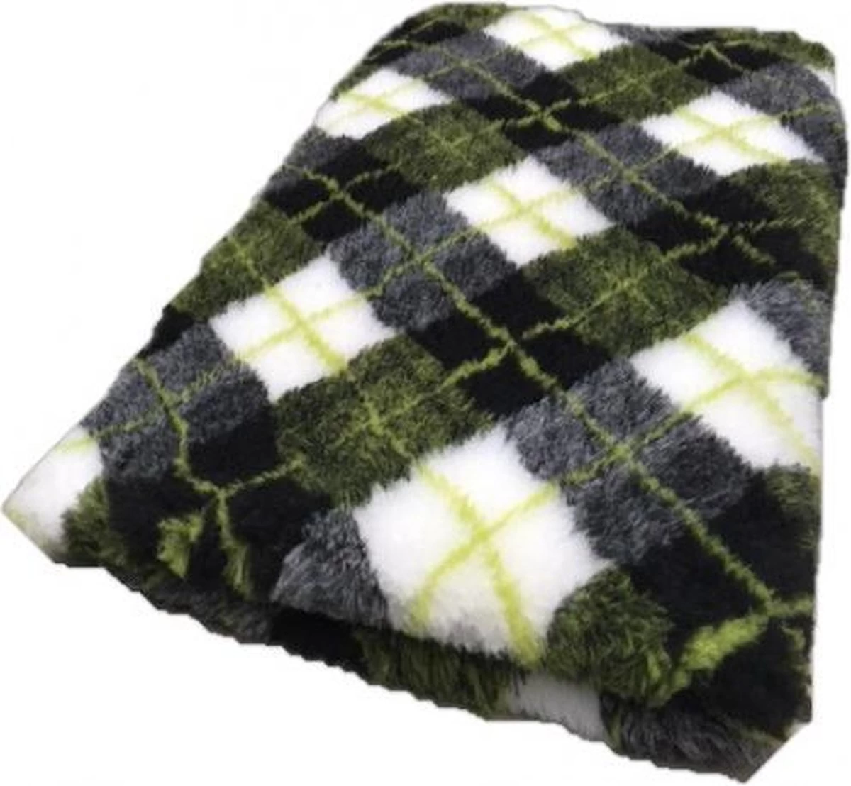 Vetbed – Hondendeken Diamond Ruit- Zwart Grijs Groen Wit – Latex Anti-slip 100 X 75 Cm