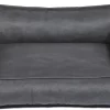 SnObbs Buffalo S Hondenmand – Hypoallergene Hondenbank – Makkelijk Schoon Te Maken Hondenkussen – Lederlook Design Hondenbed – 75 X 55 X 20 – Grijs