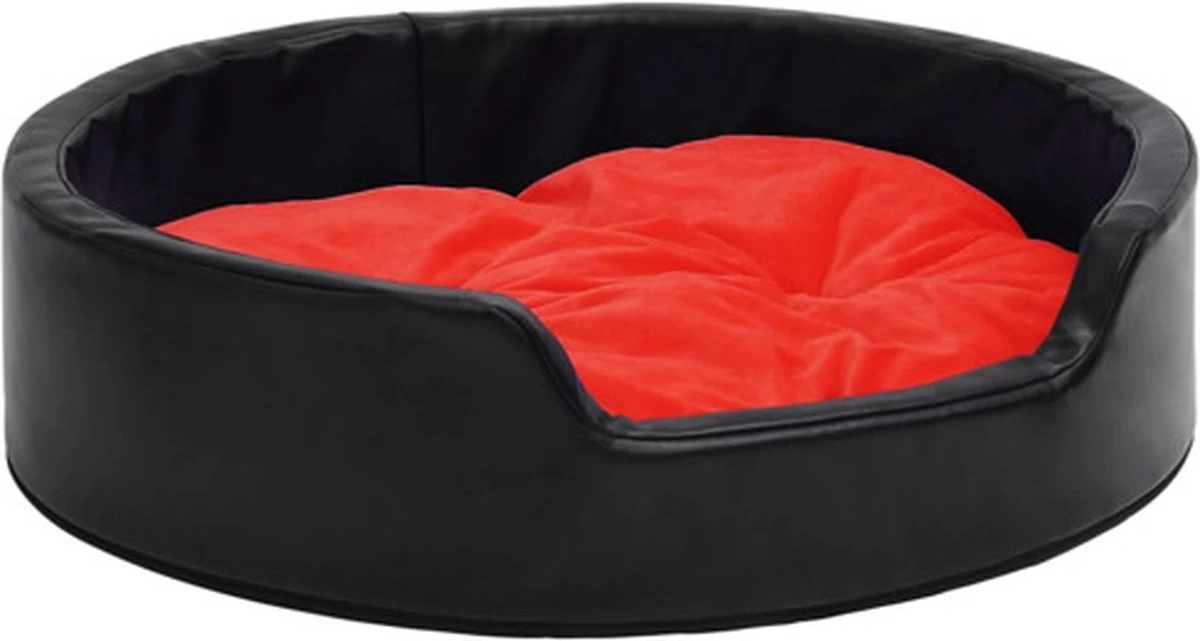 VidaXL Hondenmand 69x59x19 Cm Pluche En Kunstleer Zwart En Rood 1 VidaXL Hondenmand 69x59x19 Cm Pluche En Kunstleer Zwart En Rood